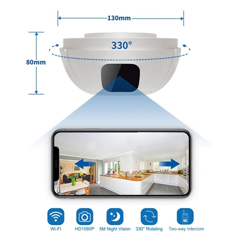 Détecteur de fumée caméra WIFI longue autonomie rotative 330°