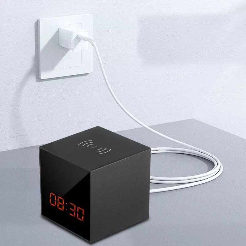 WiFi Full HD Camera Alarm Clock with Induction Charger