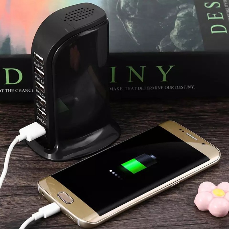 Remotely accessible USB mains charging station camera