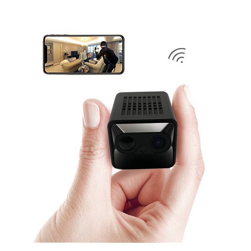 Mini caméra IP WiFi FullHD avec vision nocturne - Noir