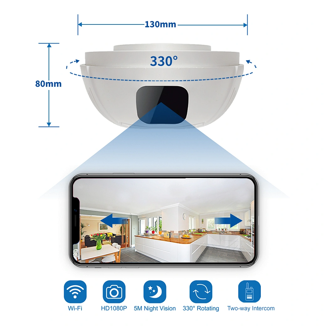 Détecteur de fumée caméra WIFI longue autonomie rotative 330°